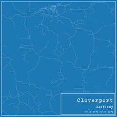 Blueprint US city map of Cloverport, Kentucky.