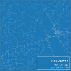 Blueprint US city map of Foxworth, Mississippi.