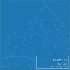 Obraz premium Blueprint US city map of Glenview, Kentucky.