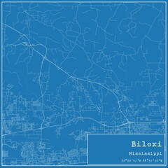 Blueprint US city map of Biloxi, Mississippi.