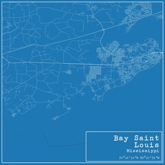 Blueprint US city map of Bay Saint Louis, Mississippi.