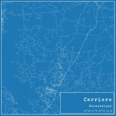 Blueprint US city map of Carriere, Mississippi.