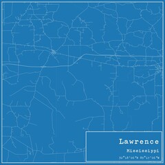 Blueprint US city map of Lawrence, Mississippi.
