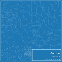 Blueprint US city map of Cairo, Georgia.
