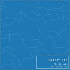 Blueprint US city map of Daleville, Mississippi.