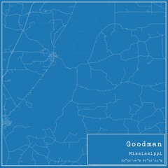 Blueprint US city map of Goodman, Mississippi.