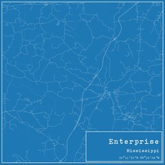 Blueprint US city map of Enterprise, Mississippi.