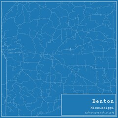 Blueprint US city map of Benton, Mississippi.
