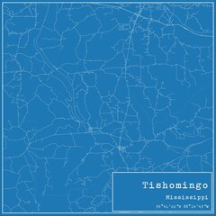 Blueprint US city map of Tishomingo, Mississippi.