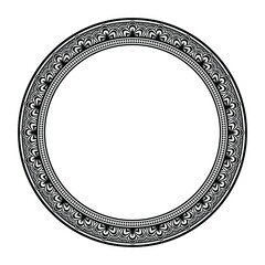 Round vintage frame. Isolated victorian circle frame on white background