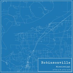 Blueprint US city map of Robinsonville, Mississippi.