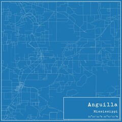 Blueprint US city map of Anguilla, Mississippi.