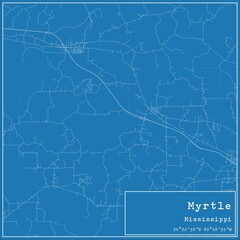 Blueprint US city map of Myrtle, Mississippi.