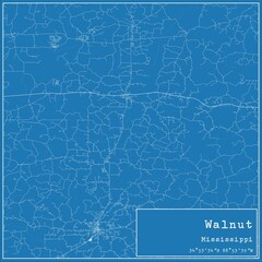 Blueprint US city map of Walnut, Mississippi.