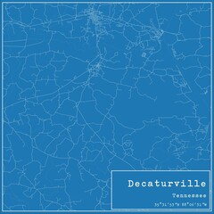 Blueprint US city map of Decaturville, Tennessee.