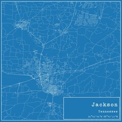 Fototapeta premium Blueprint US city map of Jackson, Tennessee.