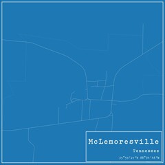 Fototapeta premium Blueprint US city map of McLemoresville, Tennessee.