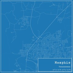 Fototapeta premium Blueprint US city map of Memphis, Tennessee.