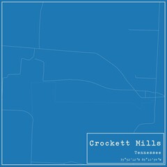 Fototapeta premium Blueprint US city map of Crockett Mills, Tennessee.