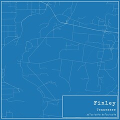 Blueprint US city map of Finley, Tennessee.