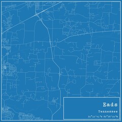 Blueprint US city map of Eads, Tennessee.