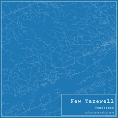 Blueprint US city map of New Tazewell, Tennessee.