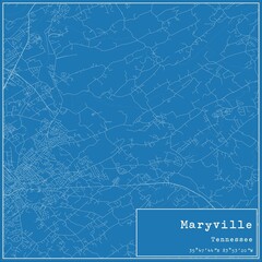 Blueprint US city map of Maryville, Tennessee.
