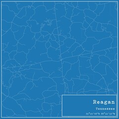 Blueprint US city map of Reagan, Tennessee.