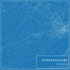 Blueprint US city map of Jonesborough, Tennessee.