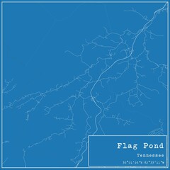 Blueprint US city map of Flag Pond, Tennessee.