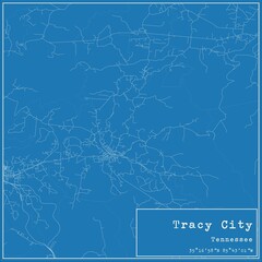 Naklejka premium Blueprint US city map of Tracy City, Tennessee.