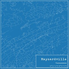 Blueprint US city map of Maynardville, Tennessee.