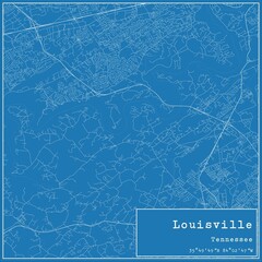 Blueprint US city map of Louisville, Tennessee.