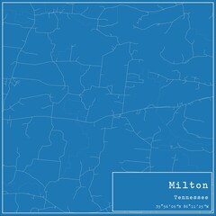 Blueprint US city map of Milton, Tennessee.