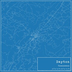 Blueprint US city map of Dayton, Tennessee.