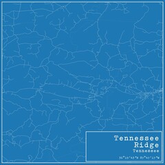 Blueprint US city map of Tennessee Ridge, Tennessee.