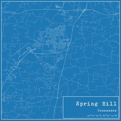 Blueprint US city map of Spring Hill, Tennessee.