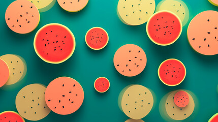 cut watermelon on a background with seed created with Generative Ai 