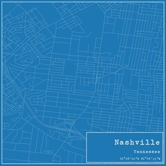 Blueprint US city map of Nashville, Tennessee.