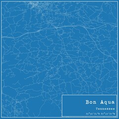 Blueprint US city map of Bon Aqua, Tennessee.