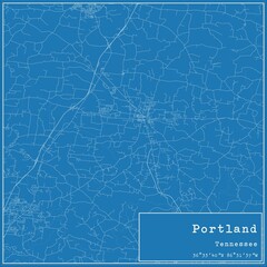 Blueprint US city map of Portland, Tennessee.