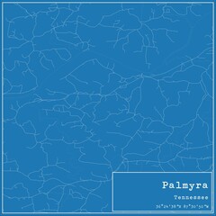 Blueprint US city map of Palmyra, Tennessee.