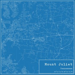Blueprint US city map of Mount Juliet, Tennessee.