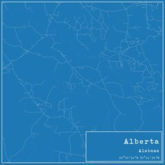 Blueprint US city map of Alberta, Alabama.