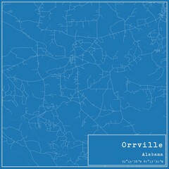 Blueprint US city map of Orrville, Alabama.