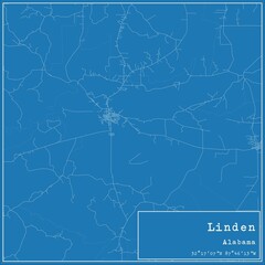 Blueprint US city map of Linden, Alabama.