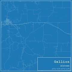 Blueprint US city map of Gallion, Alabama.