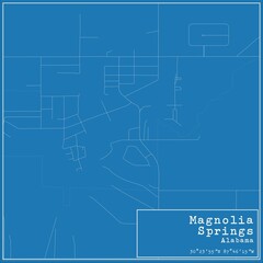 Blueprint US city map of Magnolia Springs, Alabama.