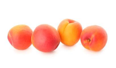Ripe apricots isolated on white background