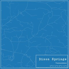 Blueprint US city map of Dixon Springs, Tennessee.